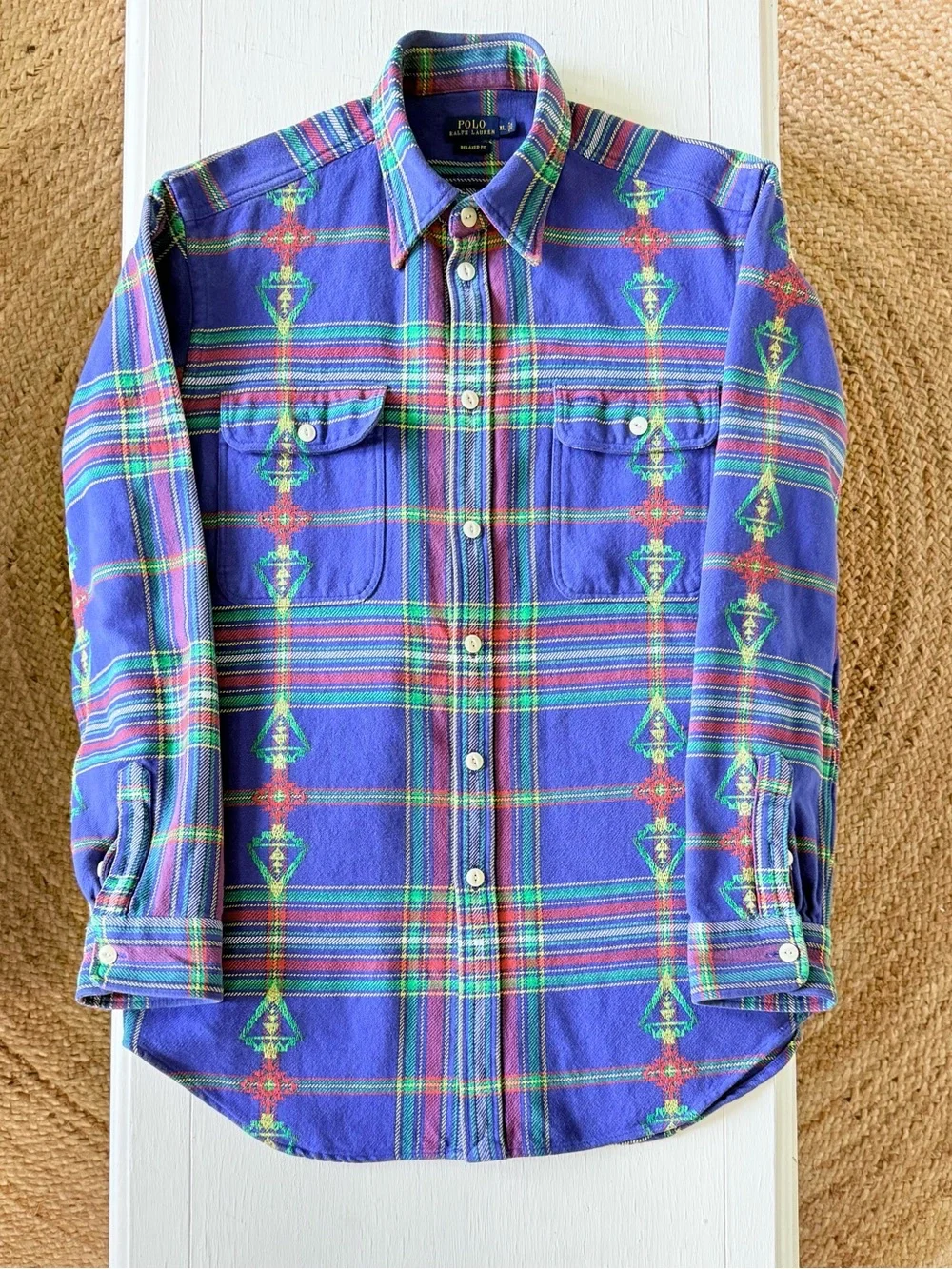 🔥 Vintage Polo Ralph Lauren Aztec Print Button Down Shirt - XL 🔥